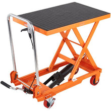 Hydraulic Lift Table Cart 330lbs Capacity 28.5" Lifting Height Manual Single Scissor Lift Table with 4 Wheels and Non-slip Pad Hydraulic Scissor Cart for Material Handling