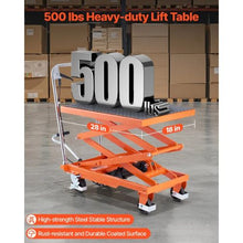Hydraulic Lift Table 500 lbs Capacity Double Scissor Lift Table Cart with 4 Wheels and Non-slip Pad Manual Hydraulic Lifting Cart for Material Handling