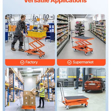 Hydraulic Lift Table 500 lbs Capacity Double Scissor Lift Table Cart with 4 Wheels and Non-slip Pad Manual Hydraulic Lifting Cart for Material Handling