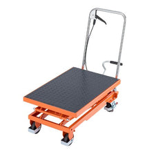 Hydraulic Lift Table 500 lbs Capacity Double Scissor Lift Table Cart with 4 Wheels and Non-slip Pad Manual Hydraulic Lifting Cart for Material Handling