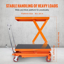 Hydraulic Lift Table Cart 770lbs Capacity Manual Double Scissor Lift Table with 4 Wheels and Non-slip Pad Hydraulic Scissor Cart for Material Handling