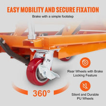 Hydraulic Lift Table Cart 770lbs Capacity Manual Double Scissor Lift Table with 4 Wheels and Non-slip Pad Hydraulic Scissor Cart for Material Handling