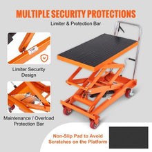 Hydraulic Lift Table Cart 770lbs Capacity Manual Double Scissor Lift Table with 4 Wheels and Non-slip Pad Hydraulic Scissor Cart for Material Handling