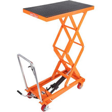 Hydraulic Lift Table Cart 770lbs Capacity Manual Double Scissor Lift Table with 4 Wheels and Non-slip Pad Hydraulic Scissor Cart for Material Handling