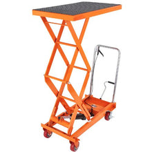 Hydraulic Lift Table Cart 770lbs Capacity Manual Double Scissor Lift Table with 4 Wheels and Non-slip Pad Hydraulic Scissor Cart for Material Handling