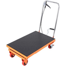 Hydraulic Lift Table Cart 500lbs Capacity Manual Single Scissor Lift Table with 4 Wheels and Non-slip Pad Hydraulic Scissor Cart for Material Handling Orange