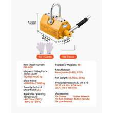 Permanent Magnetic Lifter 1320 lbs Pulling Capacity Heavy Duty N42 Neodymium Lifting Magnet with Release Handle and Steel Hook