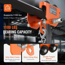 Manual Trolley 1100 lbs/0.5 Ton Load Capacity Push Beam Trolley with Dual Wheels Adjustable for I-Beam Flange Width 2.5" to 8" Heavy Duty Alloy Steel Garage Hoist for Straight Curved I Beam