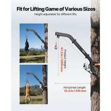 Tree Mounted Deer Hoist 353 lbs Load Capacity Hunting Game Hoist Winch Lift with Ratchet Strap Heavy Duty Deer Hanger for Skinning Black