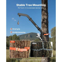 Tree Mounted Deer Hoist 353 lbs Load Capacity Hunting Game Hoist Winch Lift with Ratchet Strap Heavy Duty Deer Hanger for Skinning Black