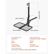 Hitch Deer Hoist with Lifting System Platform 300 lbs Load Capacity Game Hoist Winch Lift with 2-inch Receiver 360-Degree Swivel Shaft & Foldable