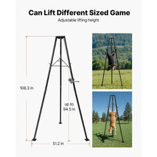Tripod Deer Hoist 500 lbs Load Capacity Hunting Game Hoist Winch Lift with Gambrel & Manual Winch Hunting Game Skinning and Cleaning Accessory for Cleaning Black