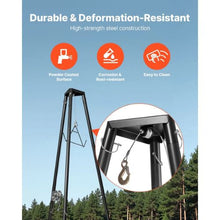 Tripod Deer Hoist 500 lbs Load Capacity Hunting Game Hoist Winch Lift with Gambrel & Manual Winch Hunting Game Skinning and Cleaning Accessory for Cleaning Black