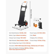 Electric Stair Climbing Dolly 880lbs Electric Stair Climbing Hand Trucks with 157.5in Rope & Extendable Handle Heavy Duty Stair Climber for Warehouse Logistics Black