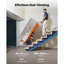 Electric Stair Climbing Dolly 880lbs Electric Stair Climbing Hand Trucks with 157.5in Rope & Extendable Handle Heavy Duty Stair Climber for Warehouse Logistics Orange