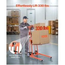 Material Lift Winch Stacker 330lbs Capacity Pallet Truck Dolly 42.9in Max Lifting Height Manual Winch Stacker Multifunctional Manual Pallet Truck Stacker with Swivel Casters