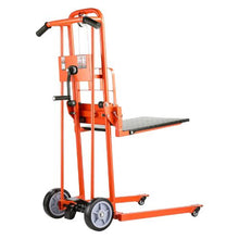 Material Lift Winch Stacker 330lbs Capacity Pallet Truck Dolly 42.9in Max Lifting Height Manual Winch Stacker Multifunctional Manual Pallet Truck Stacker with Swivel Casters