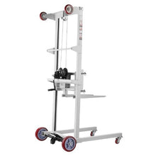 Material Lift Winch Stacker 551 lbs Capacity Pallet Truck Dolly 70 in Max Lifting Height Manual Winch Stacker Multifunctional Manual Pallet Truck Stacker