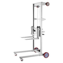 Material Lift Winch Stacker 551 lbs Capacity Pallet Truck Dolly 70 in Max Lifting Height Manual Winch Stacker Multifunctional Manual Pallet Truck Stacker