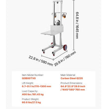 Material Lift Winch Stacker 400 lbs Capacity Pallet Truck Dolly 51.1 in Max Lifting Height Manual Winch Stacker Multifunctional Manual Pallet Truck Stacker with Wheels