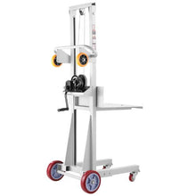 Material Lift Winch Stacker 400 lbs Capacity Pallet Truck Dolly 51.1 in Max Lifting Height Manual Winch Stacker Multifunctional Manual Pallet Truck Stacker with Wheels