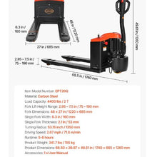 Electric Pallet Jack 4400 lbs Load Capacity Lithium Battery Powered Pallet Jack Truck with 48L x 27W Inch Forks for Material Handling