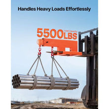 Forklift Jib Boom Crane 5500 lbs Capacity Forklift Mobile Crane Lifting Hoist with 2 Hooks Manual Telescopic 47.2-73.5 in Boom Attachment Towing Handling Equipment