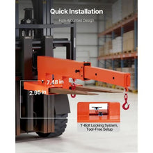 Forklift Jib Boom Crane 5500 lbs Capacity Forklift Mobile Crane Lifting Hoist with 2 Hooks Manual Telescopic 47.2-73.5 in Boom Attachment Towing Handling Equipment