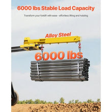 Forklift Jib Boom Crane 6000lbs Capacity Manual Telescoping Boom Extends Up to 56.1 inches Forklift Mobile Crane with 2 Hooks Adjustable Forklift Crane Attachment