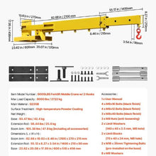Forklift Jib Boom Crane 6000lbs Capacity Manual Telescoping Boom Extends Up to 56.1 inches Forklift Mobile Crane with 2 Hooks Adjustable Forklift Crane Attachment