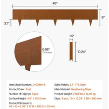 40 x 8 Inch Rust-Resistant Garden Edging Border Steel Landscape Edging J40X8in-6 (Pack of 6)