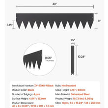 40 x 8 Inch Rust-Resistant Garden Edging Border Steel Landscape Edging ZY-40X8-4Black (Pack of 4)