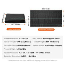 4 x 50' Ft Heavy Duty Woven PP Weed Control Mat Weed Barrier Landscape Fabric 1.2*15.2-108