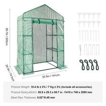 4.6 x 2.4 x 6.7Ft High Strength PE Cover with Zipper Door and Steel Frame Walk-in Green House with Shelves WGH-4724-PE-44