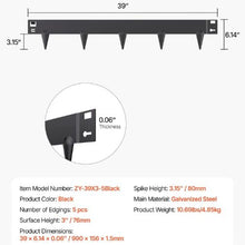 39 x 3 Inch Black Rust-Resistant Garden Edging Border Steel Landscape Edging ZY-39X3-5Black (Pack of 5)