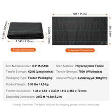 3 x 50' Ft 3.2OZ Woven Geotextile Fabric Under Premium Heavy Duty Weed Barrier Landscape Fabric 0.9*15.2-108