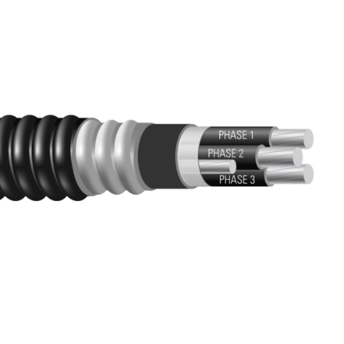 2 AWG 3C TECK 90 Aluminum Interlocked Armour Power Cable PVC Jacket 10