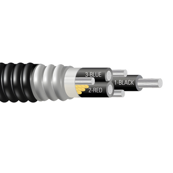 300 MCM 3C Type MC Aluminum Interlocked Armor 50% Ground PVC Jacket 600/1000V