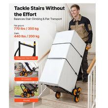 Stair Climbing Cart 440 lbs Stair-Climbing Capacity Heavy-Duty Folding Trolley Cart with Telescoping Handle 6 Wheels and 2 Bungee Cords