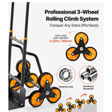 Stair Climbing Cart 440 lbs Stair-Climbing Capacity Heavy-Duty Folding Trolley Cart with Telescoping Handle 6 Wheels and 2 Bungee Cords