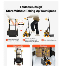 Stair Climbing Cart 440 lbs Stair-Climbing Capacity Heavy-Duty Folding Trolley Cart with Telescoping Handle 6 Wheels and 2 Bungee Cords
