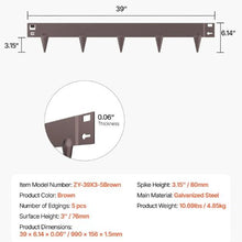39 x 3 Inch Rust-Resistant Garden Edging Border Steel Landscape Edging ZY-39X3-5Brown (Pack of 5)