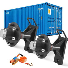 Shipping Container Wheels 8-Lug Wheels Kit, Heavy Duty Shipping Container Accessories with RatchetTie Down-Moves 20 ft - 40 ft Secure Transport for Dock