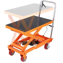 Hydraulic Lift Table Cart 1100lbs Capacity Manual Single Scissor Lift Table with 4 Wheels and Non-slip Pad Hydraulic Scissor Cart for Material Handling