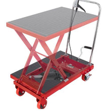 Hydraulic Lift Table Cart 500lbs Capacity Manual Single Scissor Lift Table with 4 Wheels and Non-slip Pad Hydraulic Scissor Cart for Material Handling