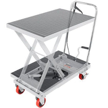Hydraulic Lift Table Cart 500lbs Capacity Manual Single Scissor Lift Table with 4 Wheels and Non-slip Pad Hydraulic Scissor Cart for Material Handling Gray