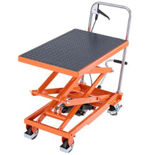 Hydraulic Lift Table 500 lbs Capacity Double Scissor Lift Table Cart with 4 Wheels and Non-slip Pad Manual Hydraulic Lifting Cart for Material Handling