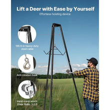 Tripod Deer Hoist 500 lbs Load Capacity Hunting Game Hoist Winch Lift with Gambrel & Manual Winch Hunting Game Skinning and Cleaning Accessory for Cleaning Black