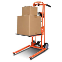 Material Lift Winch Stacker 330lbs Capacity Pallet Truck Dolly 42.9in Max Lifting Height Manual Winch Stacker Multifunctional Manual Pallet Truck Stacker with Swivel Casters