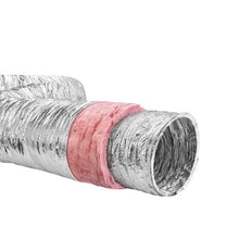 25ft 6 Inch Insulated Flexible Owens Corning Insulation Cotton Ducting Dryer Vent Hose with 2 Duct Clamps